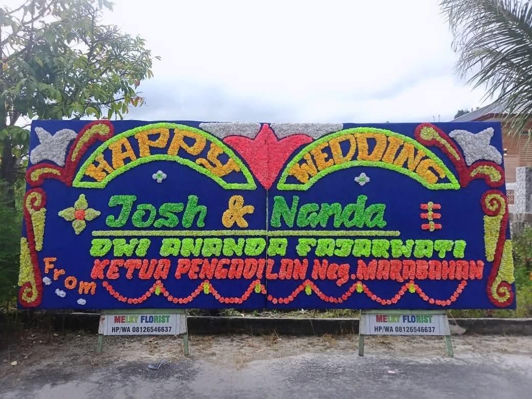 Papan Bunga Ucapan Selamat & Wedding Biru